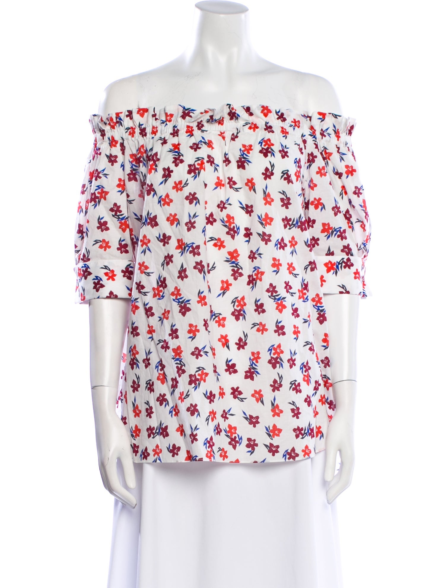 Adam Lippes Printed Off-The-Shoulder Blouse