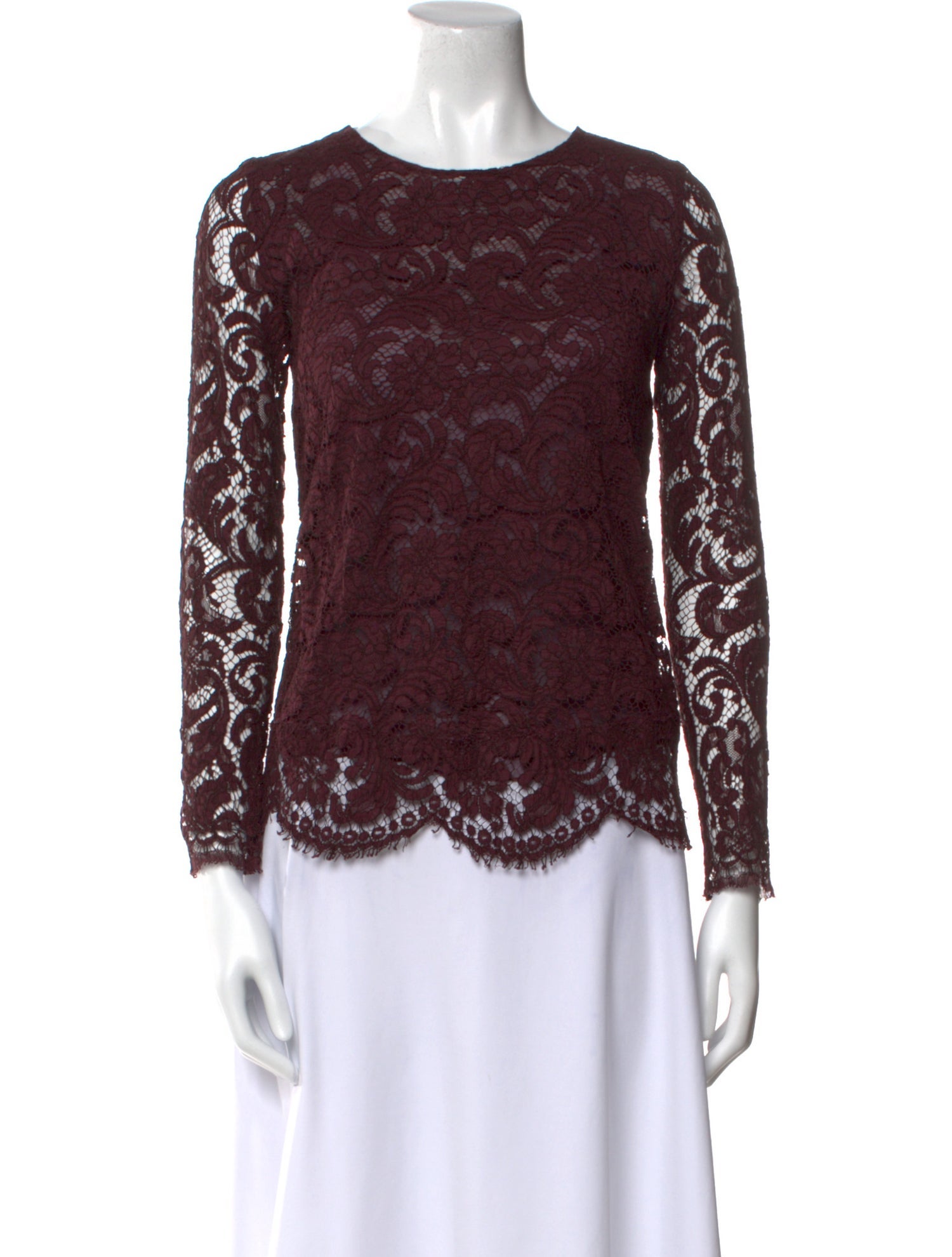 Adam Lippes Lace Pattern Bateau Neckline Top