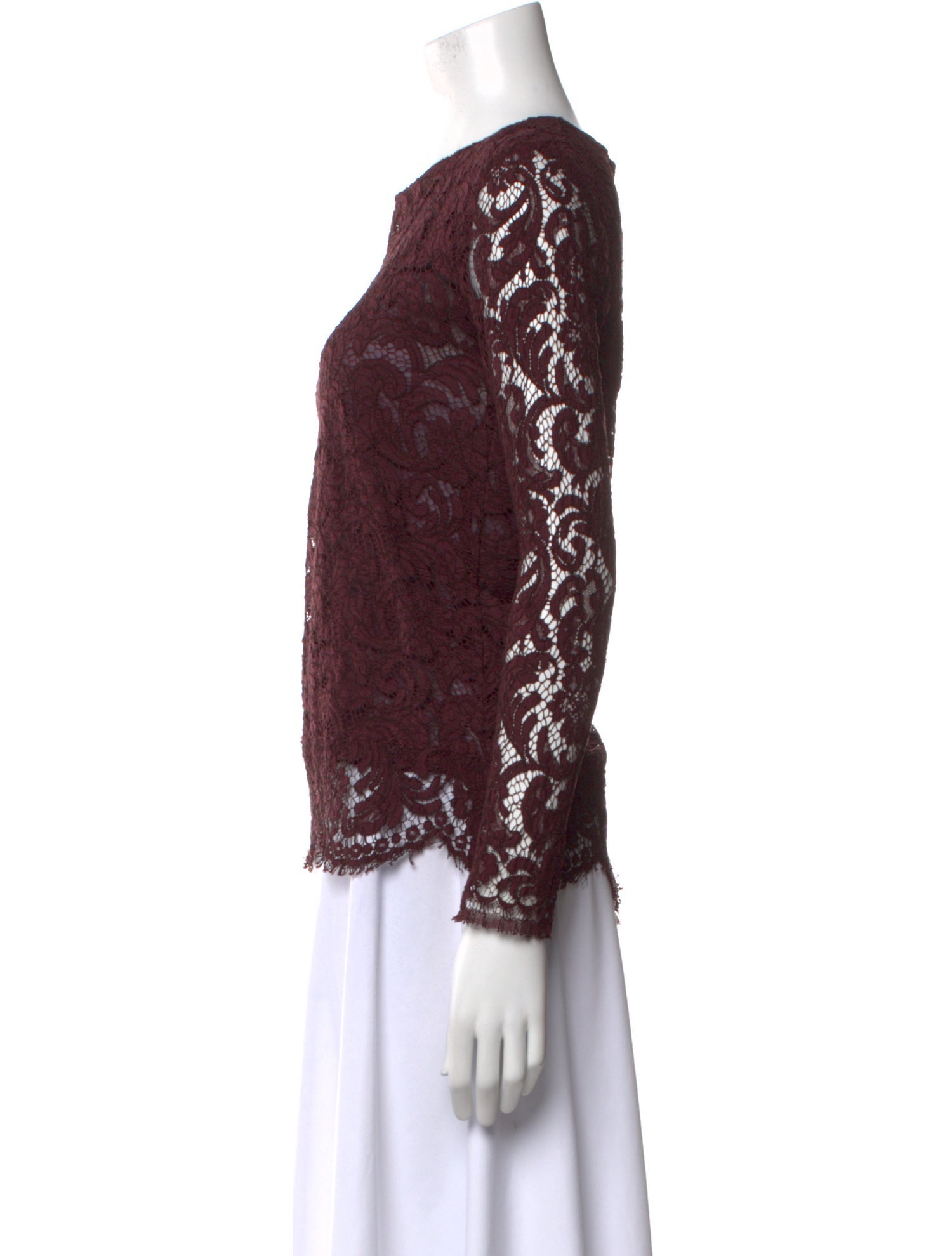 Adam Lippes Lace Pattern Bateau Neckline Top