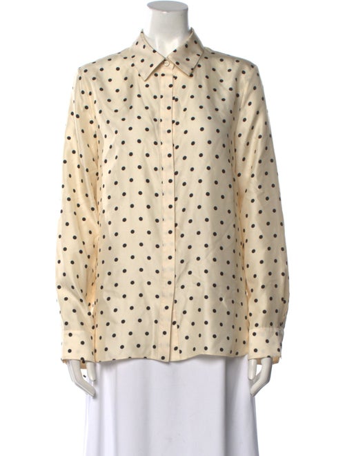 Adam Lippes Silk Polka Dot Print Button-Up Top