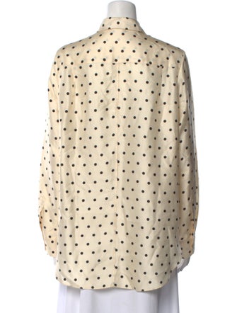 Adam Lippes Silk Polka Dot Print Button-Up Top