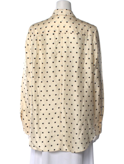 Adam Lippes Silk Polka Dot Print Button-Up Top