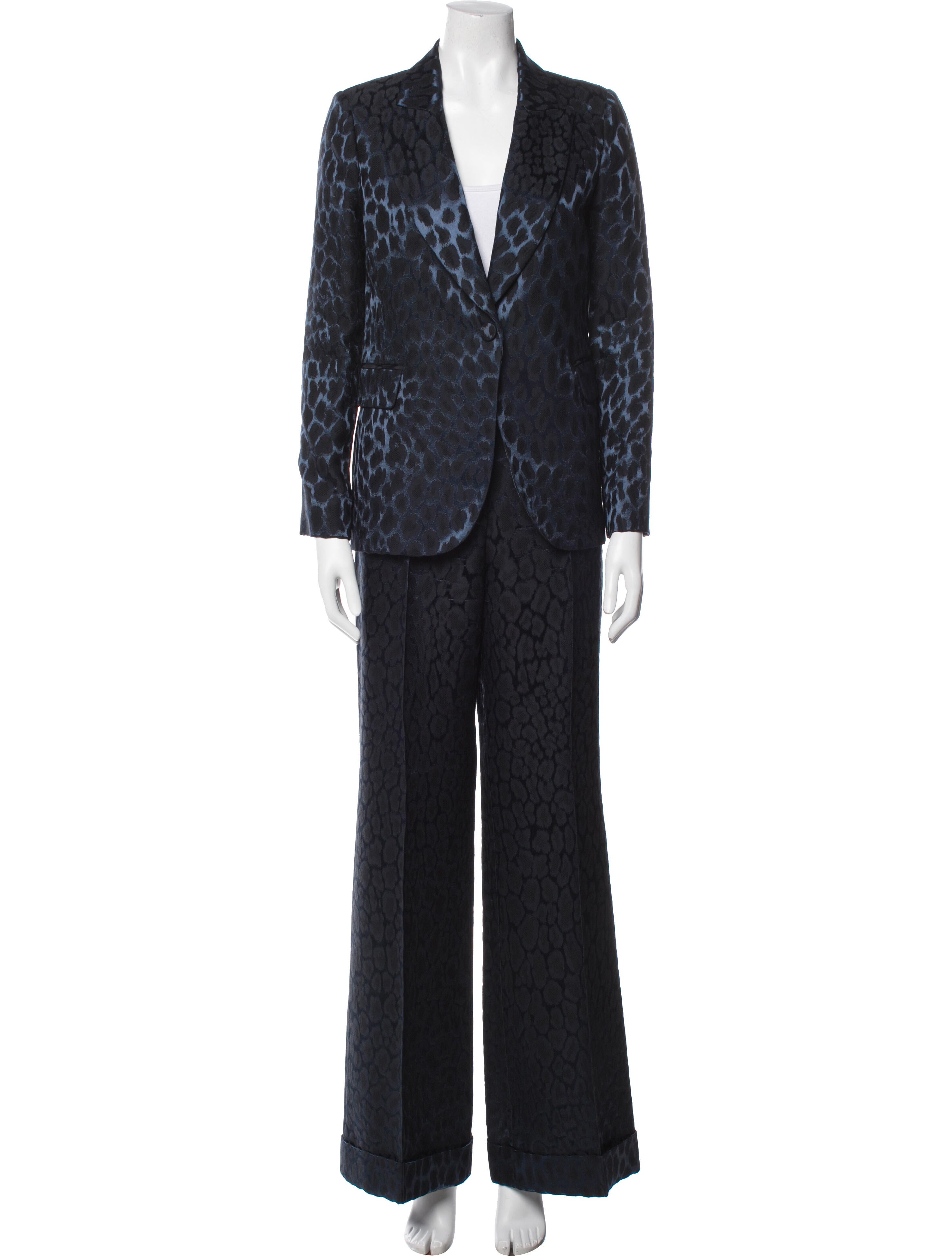Adam Lippes Wool Animal Print Pantsuit