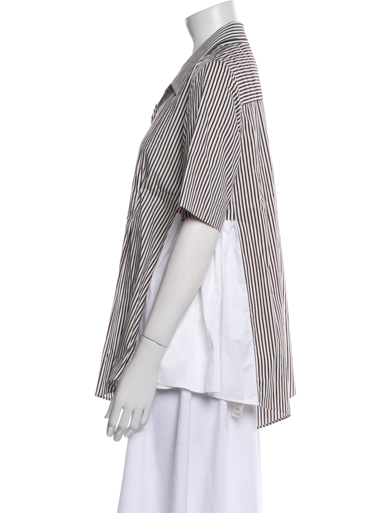 Adam Lippes Striped Short Sleeve Button-Up Top