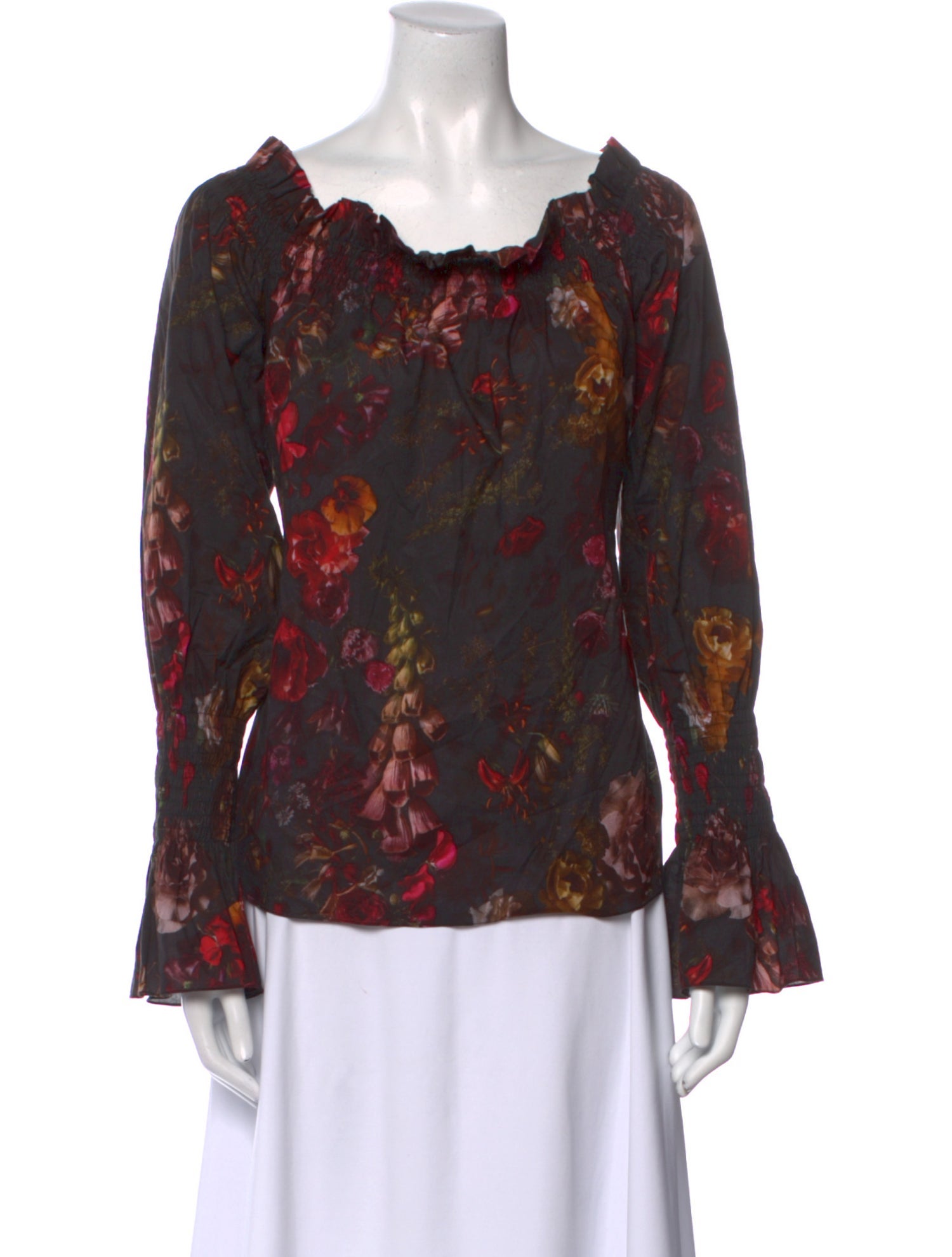 Adam Lippes Floral Print Scoop Neck Blouse
