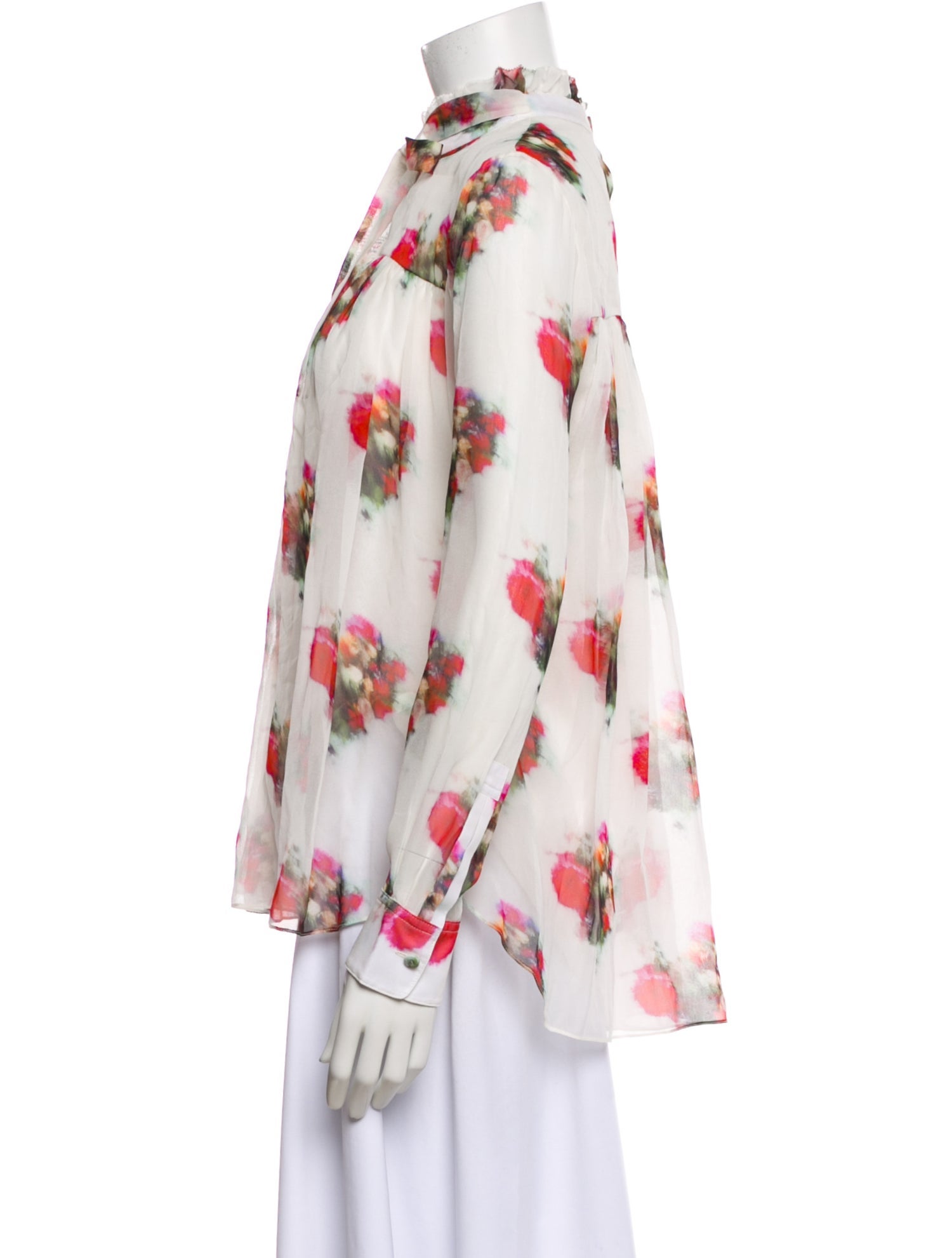 Adam Lippes Floral Print Tie Neck Blouse