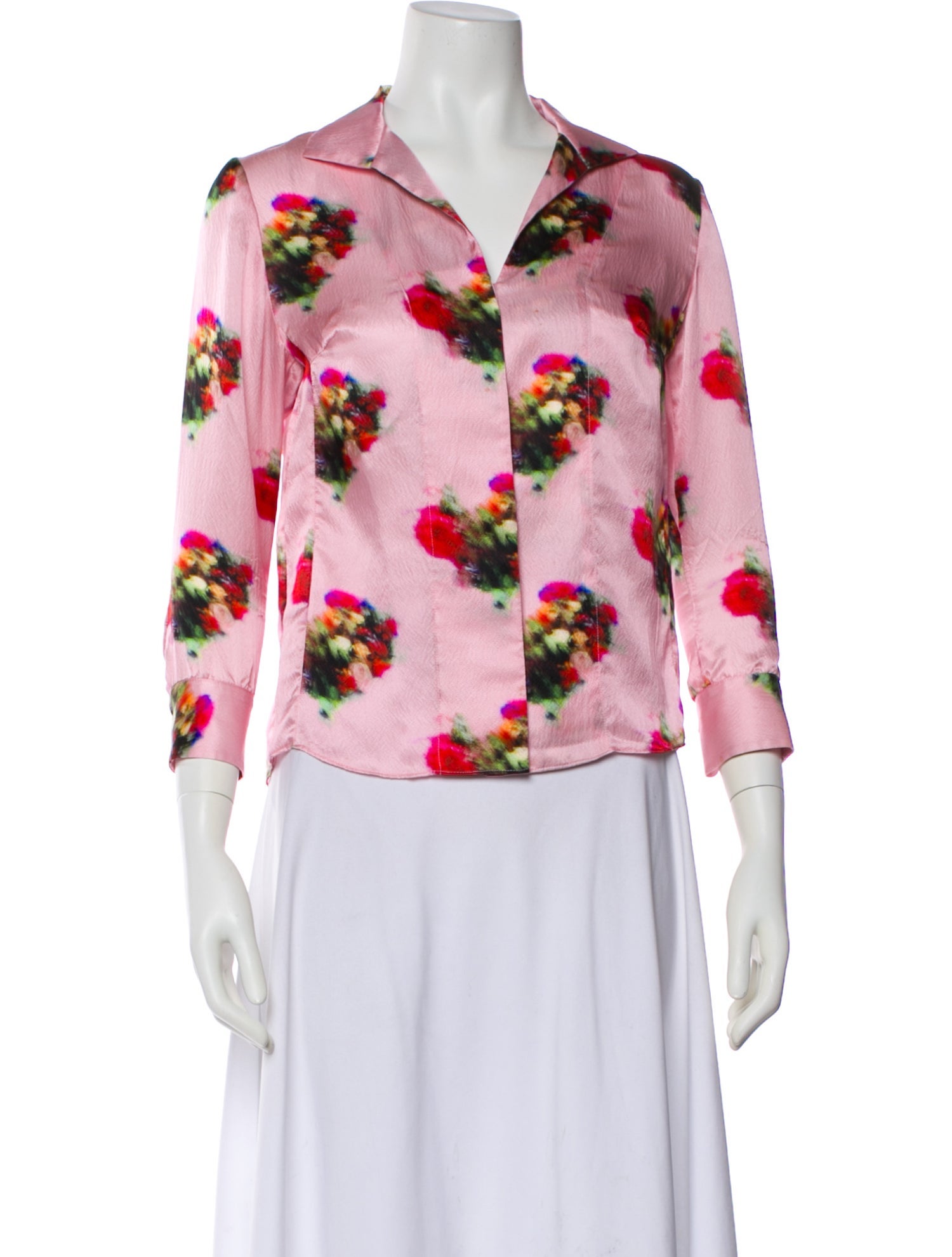 Adam Lippes Floral Print V-Neck Blouse