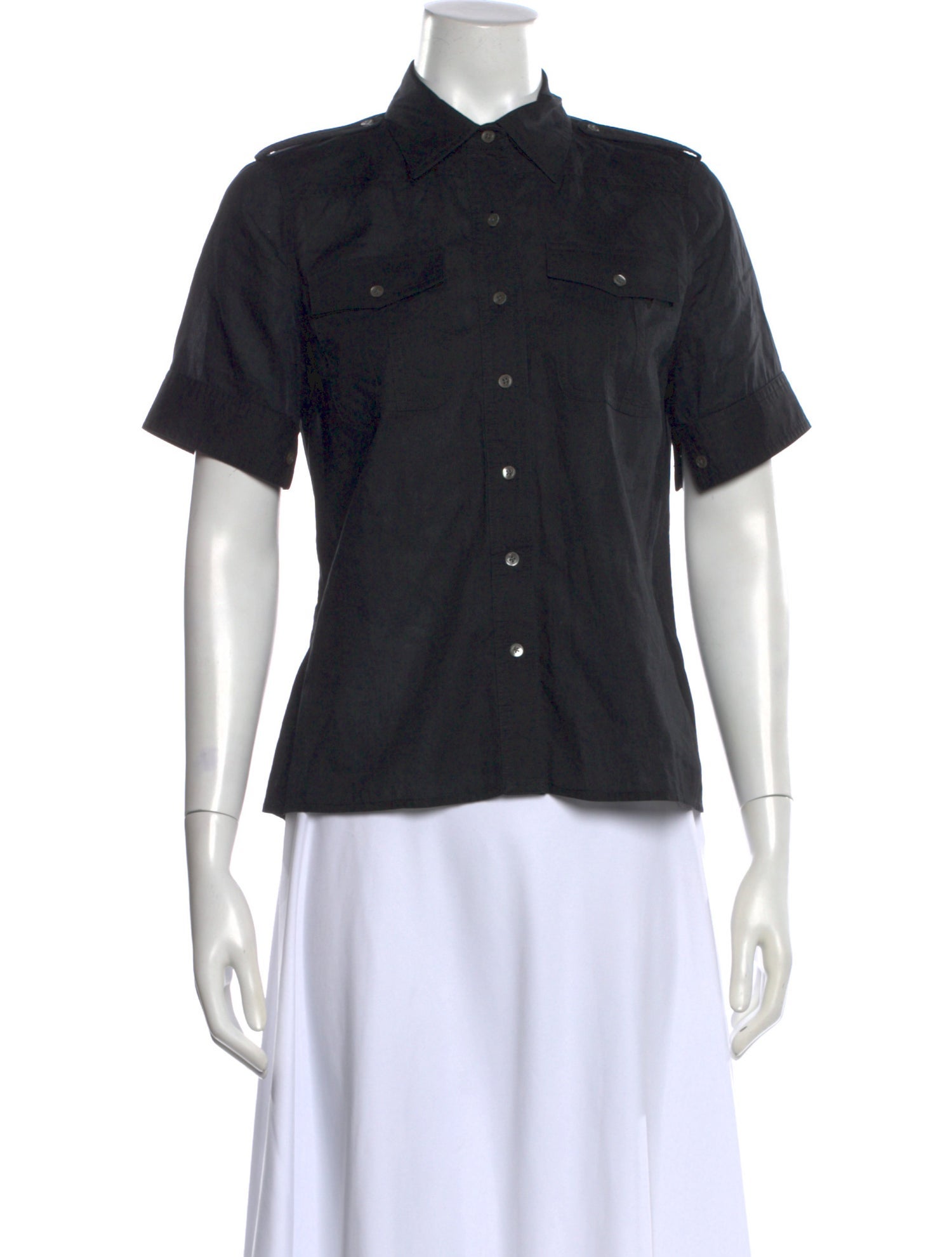 Adam Lippes Short Sleeve Button-Up Top