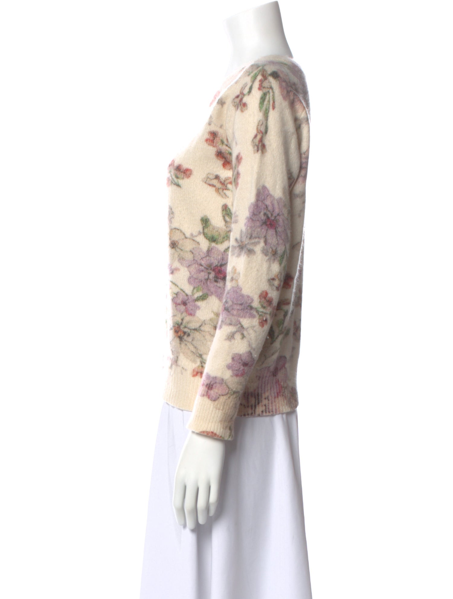 Adam Lippes Cashmere Floral Print Sweater
