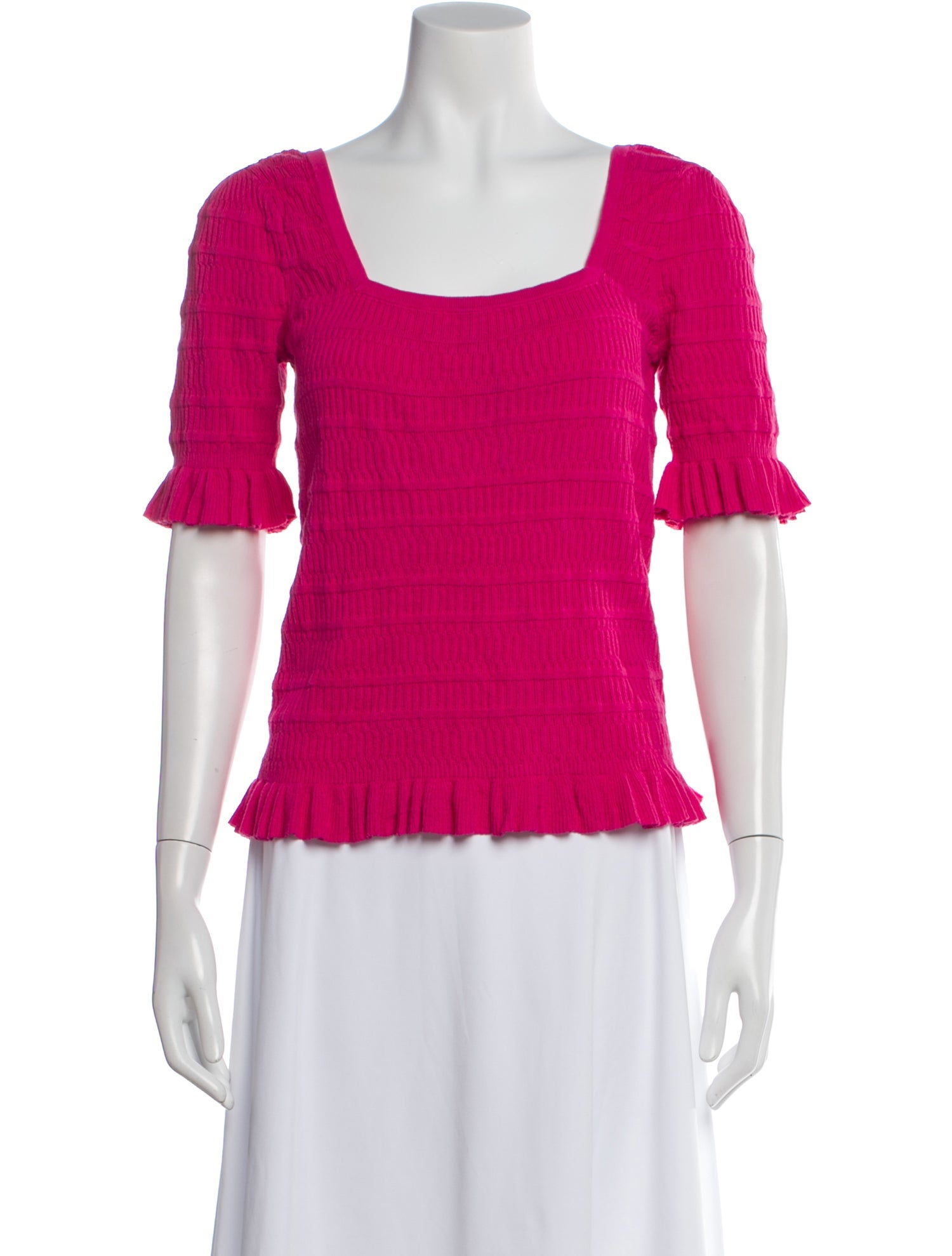 Adam Lippes Square Neckline Three-Quarter Sleeve Top