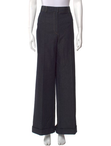 Pre-owned Adam Lippes Wide Leg Pants In Blue