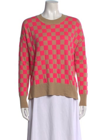 Pre-owned Adam Lippes Merino Wool Plaid Print Sweater In Pink