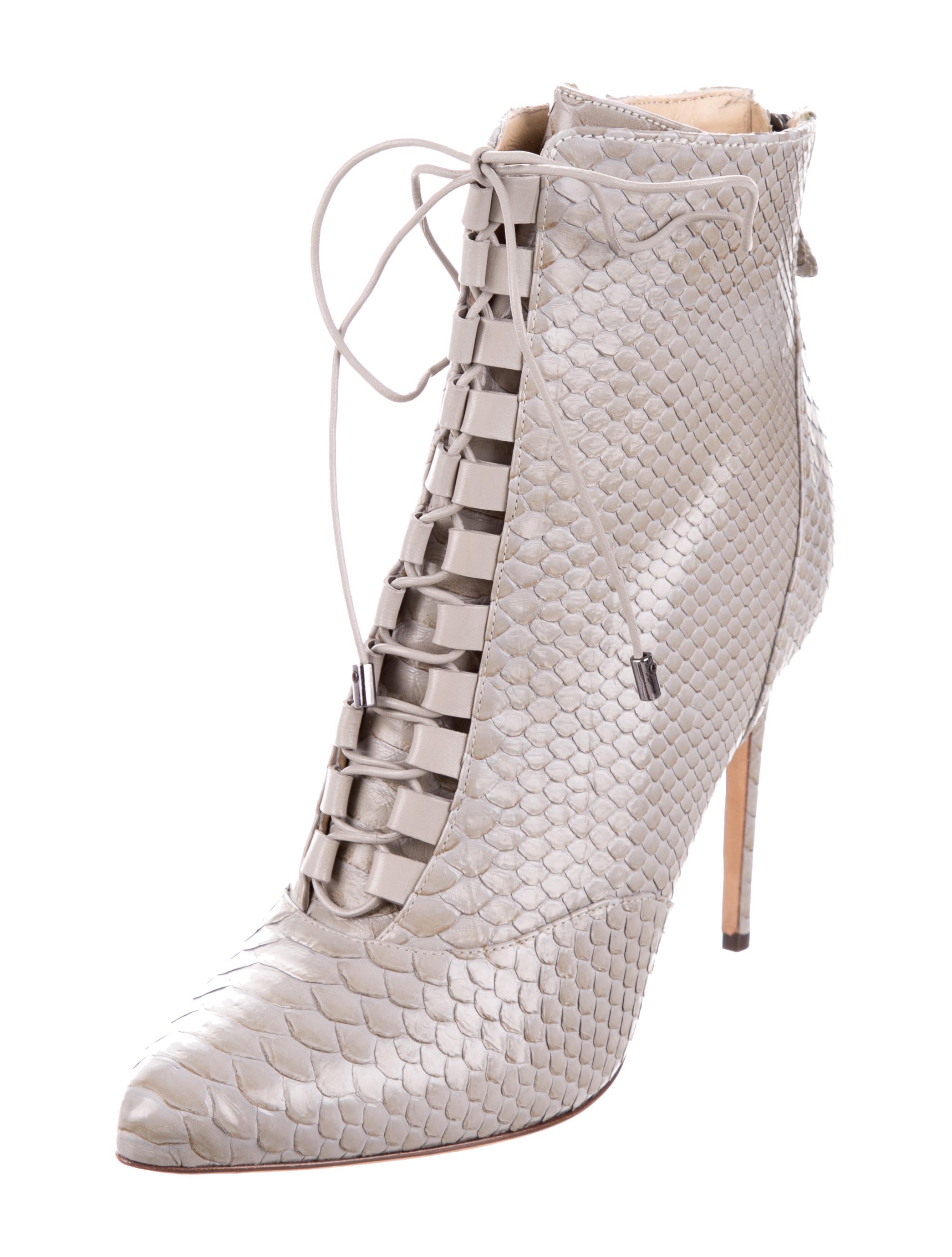 Alexandre Birman Python Lace-Up Ankle Boots
