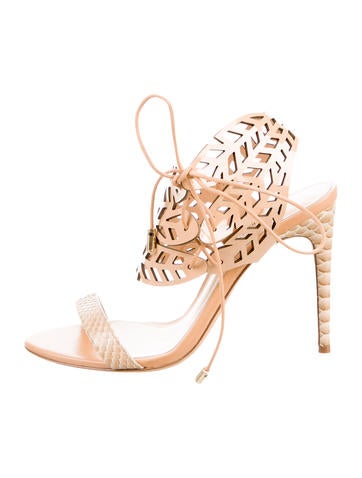 Alexandre Birman Snakeskin Laser Cut Sandals