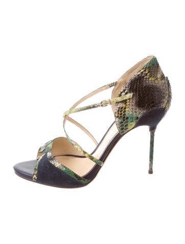 Alexandre Birman Multistrap Snakeskin Sandals