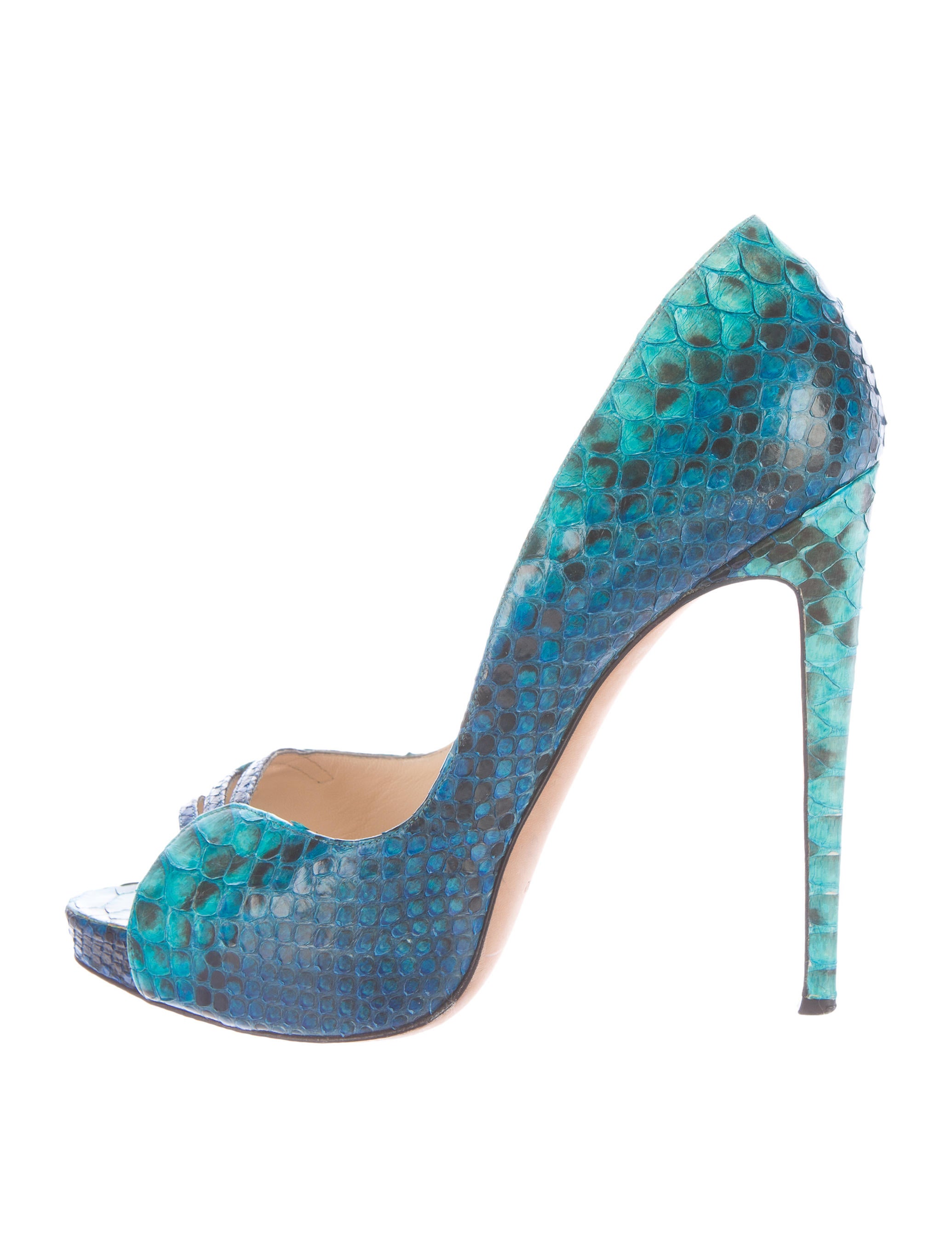 Alexandre Birman Python Peep-Toe Pumps