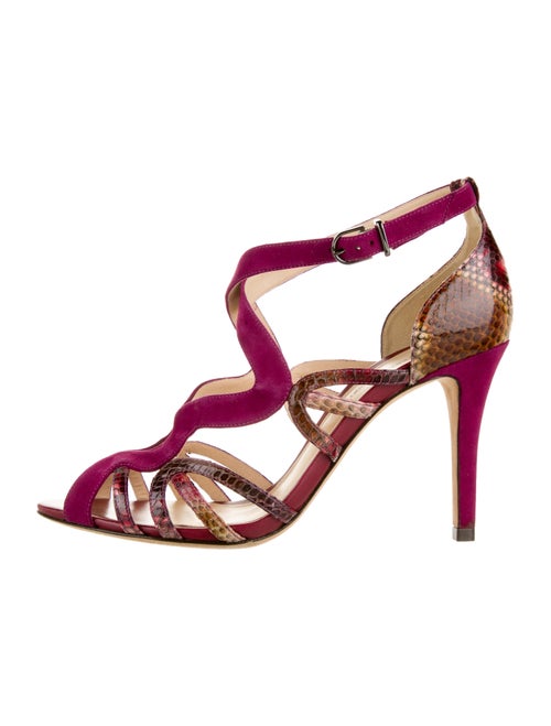 Alexandre Birman Suede Animal Print Sandals Pink