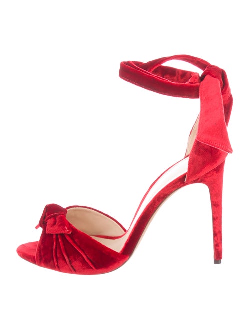 Alexandre Birman Velvet Ankle Strap Sandals Red