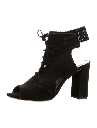 Alexandre Birman Suede Whipstitch Trim Sandals