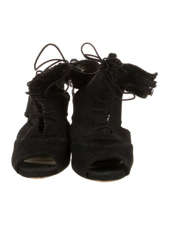 Alexandre Birman Suede Whipstitch Trim Sandals