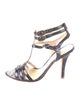 Alexandre Birman Leather Animal Print T-Strap Sandals