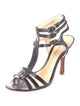 Alexandre Birman Leather Animal Print T-Strap Sandals