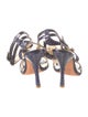 Alexandre Birman Leather Animal Print T-Strap Sandals