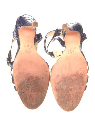 Alexandre Birman Leather Animal Print T-Strap Sandals