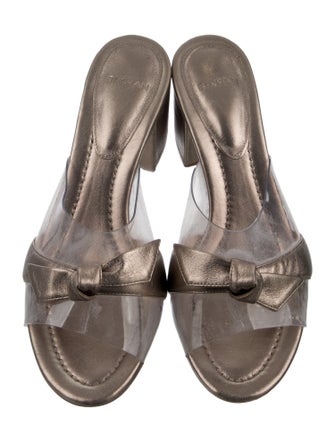 Alexandre Birman Leather Bow Accents Slides