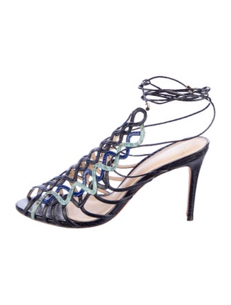 Alexandre Birman Leather Printed Gladiator Sandals