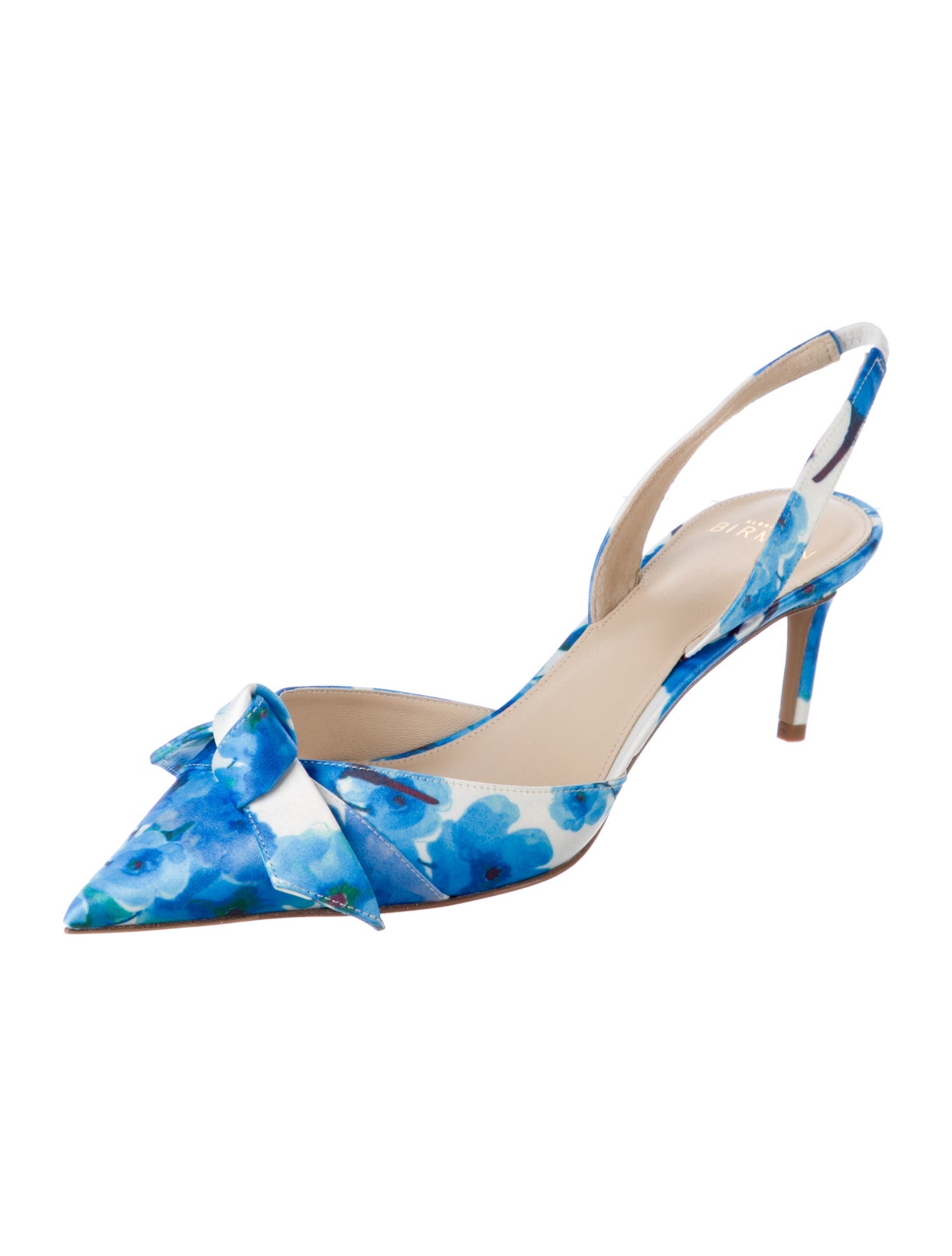 Alexandre Birman Satin Floral Print Slingback Pumps w/ Tags