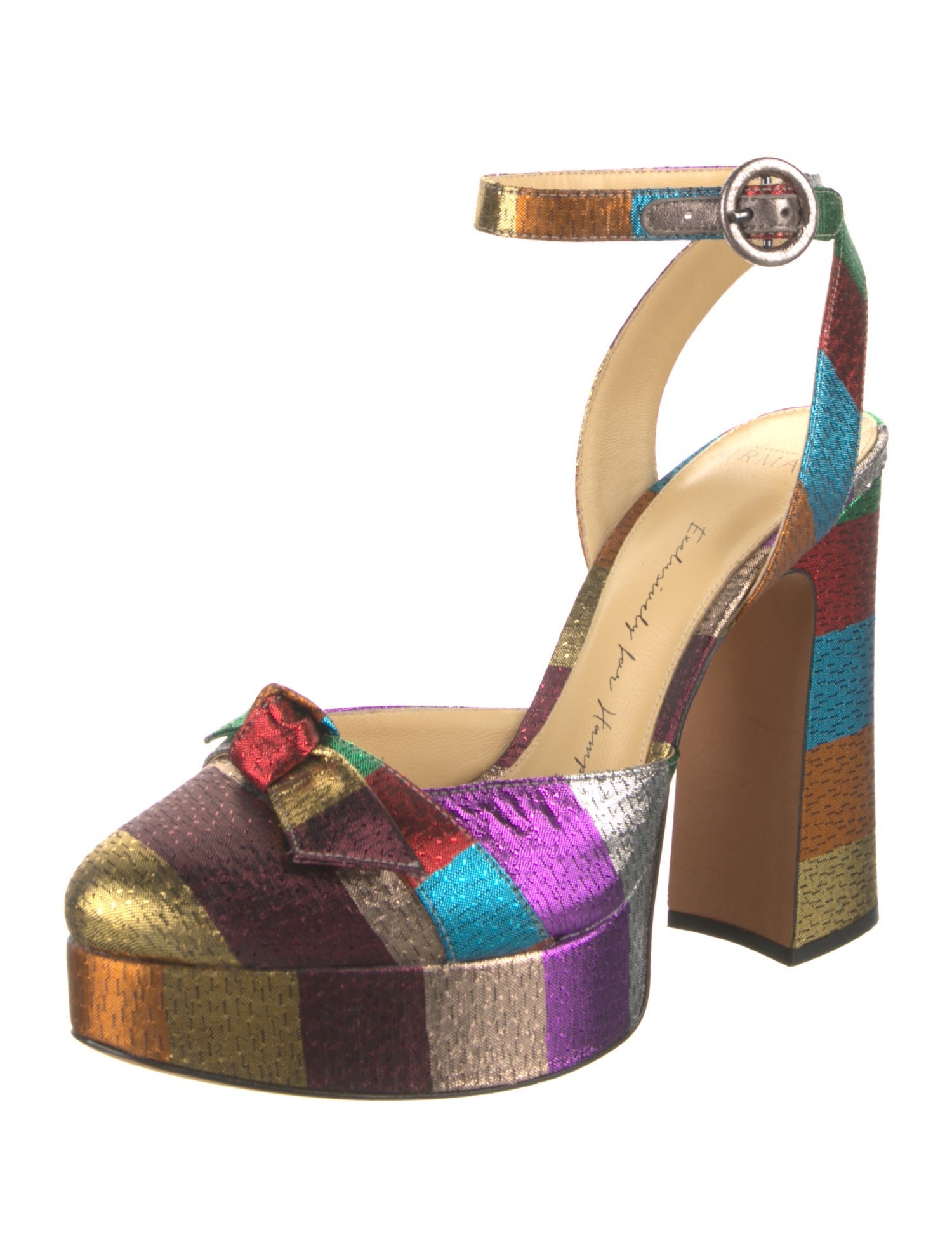 Alexandre Birman Satin Colorblock Pattern Slingback Pumps