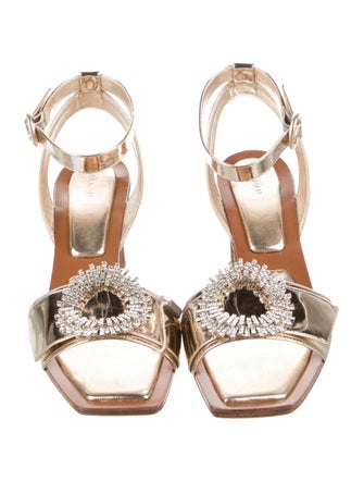 Alexandre Birman Patent Leather Crystal Embellishments Sandals