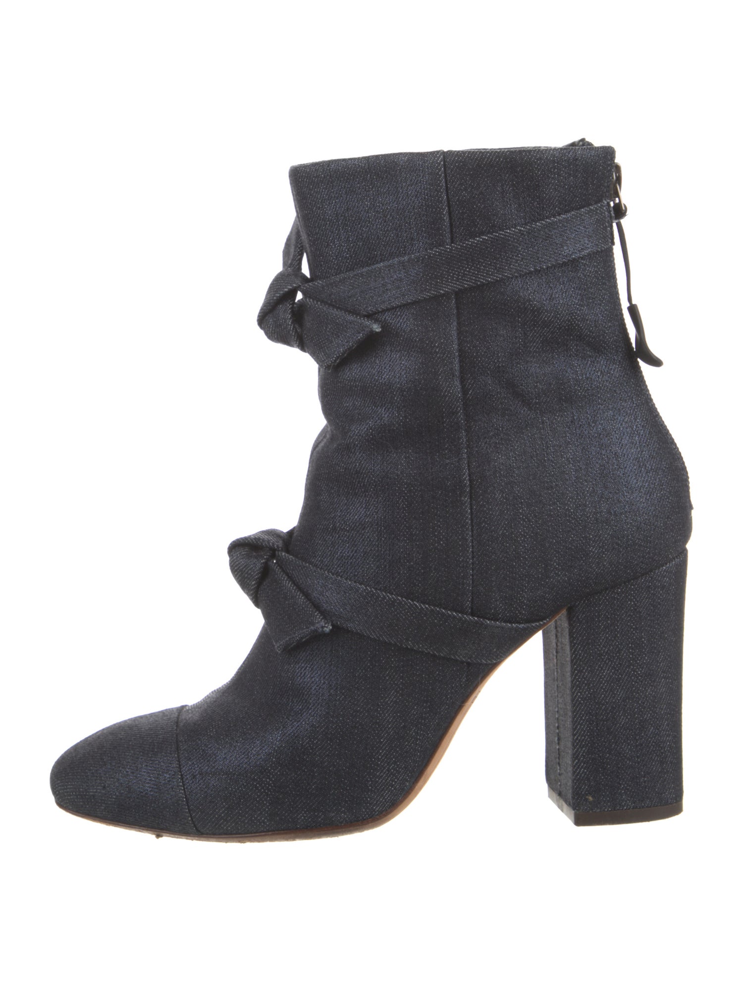 Alexandre Birman Denim Bow Accents Lace-Up Boots