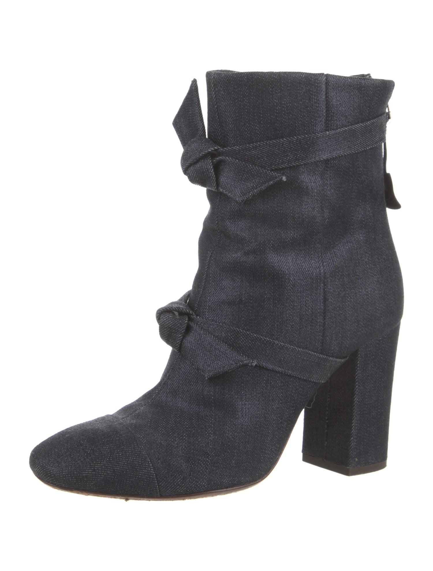 Alexandre Birman Denim Bow Accents Lace-Up Boots