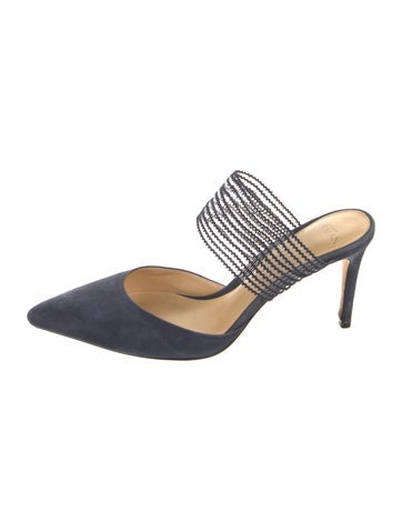 Alexandre Birman Pumps Suede Colorblock Pattern Mules IT 37.5 | 7.5
