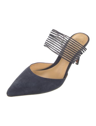 Alexandre Birman Suede Colorblock Pattern Mules