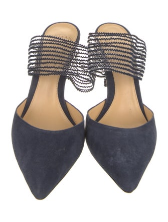 Alexandre Birman Suede Colorblock Pattern Mules