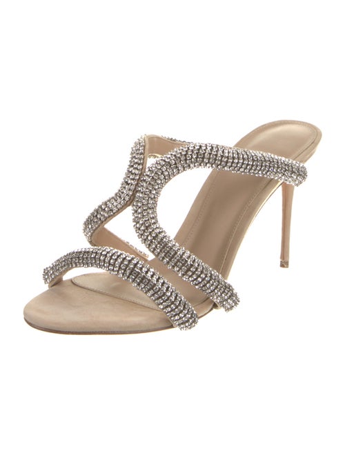 Alexandre Birman Suede Crystal Embellishments Slides