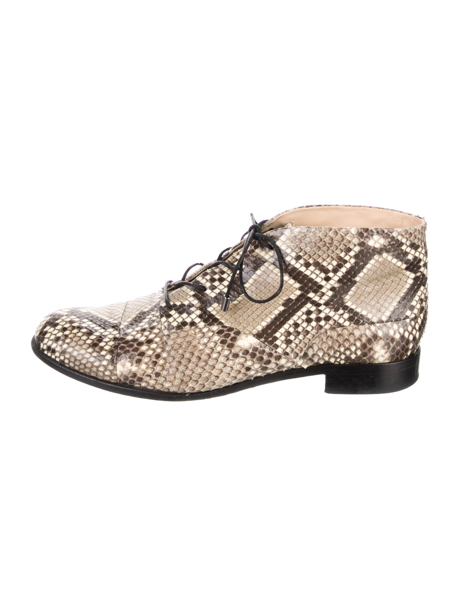 Alexandre Birman Snakeskin Animal Print Lace-Up Boots