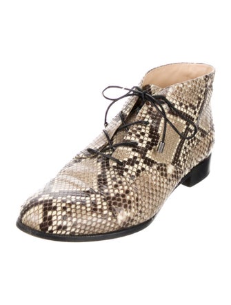 Alexandre Birman Snakeskin Animal Print Lace-Up Boots