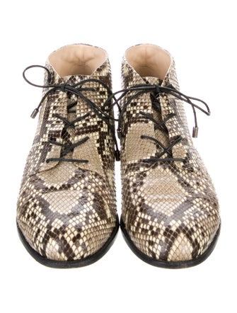 Alexandre Birman Snakeskin Animal Print Lace-Up Boots