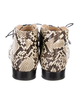 Alexandre Birman Snakeskin Animal Print Lace-Up Boots
