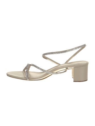 Alexandre Birman Leather Crystal Embellishments Slingback Sandals