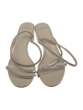 Alexandre Birman Leather Crystal Embellishments Slingback Sandals