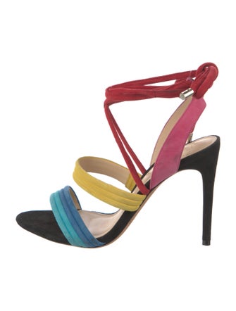 Alexandre Birman Suede Colorblock Pattern Sandals