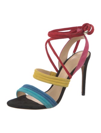 Alexandre Birman Suede Colorblock Pattern Sandals