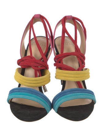 Alexandre Birman Suede Colorblock Pattern Sandals
