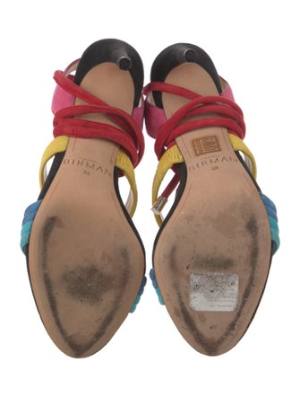 Alexandre Birman Suede Colorblock Pattern Sandals