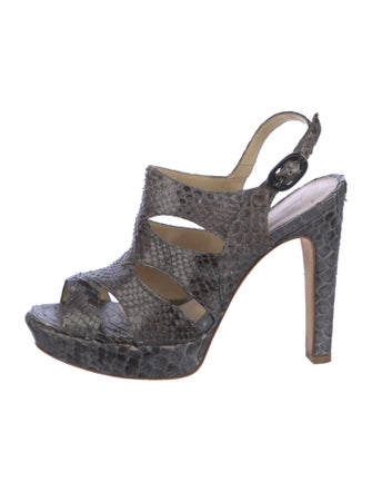 Alexandre Birman Snakeskin Animal Print Slingback Sandals